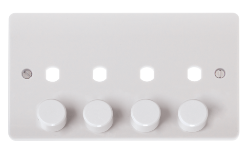 Scolmore CMA148PL - 4 Gang Double Dimmer Plate + Knobs MODE Accessories Scolmore - Sparks Warehouse