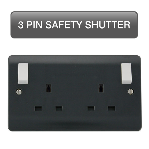 Scolmore CMA1836AG Mode Part M Sockets - 13a Uk Safety Shutter 250v 2g 13a Dp Ob Sw Skt Twin Earth Ag  Scolmore - Sparks Warehouse