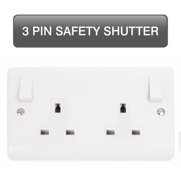 Scolmore CMA1836 Mode Sockets - 13a Uk Safety Shutter 250v 2g 13a Dp Ob Sw Skt Twin Earth  Scolmore - Sparks Warehouse