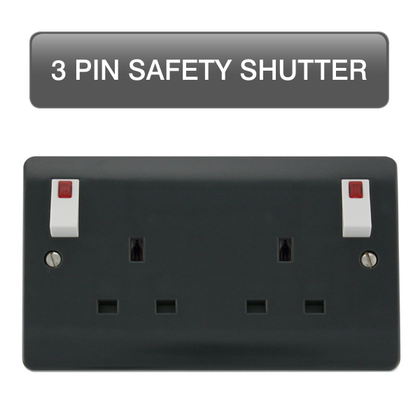 Scolmore CMA1840AG Mode Part M Sockets - 13a Uk Safety Shutter 250v 2g 13a Dp Ob Sw Skt Neon Te Ag  Scolmore - Sparks Warehouse