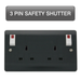Scolmore CMA1840AG Mode Part M Sockets - 13a Uk Safety Shutter 250v 2g 13a Dp Ob Sw Skt Neon Te Ag  Scolmore - Sparks Warehouse