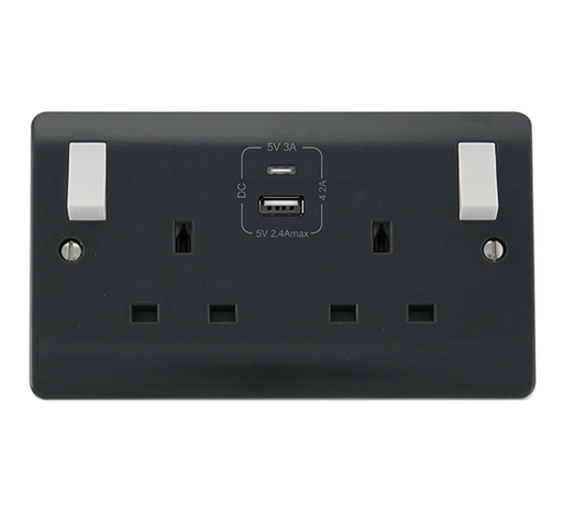 Scolmore CMA786AG Part M Sockets - Usb Type C 2g 13a Type A & C Usb Skt 4.2a Cma Ag  Scolmore - Sparks Warehouse