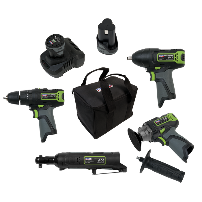 Sealey - CP108VCOMBO1 SV108 Series 4 x 10.8V Cordless Combo Kit - 2 Batteries Electric Power Tools Sealey - Sparks Warehouse