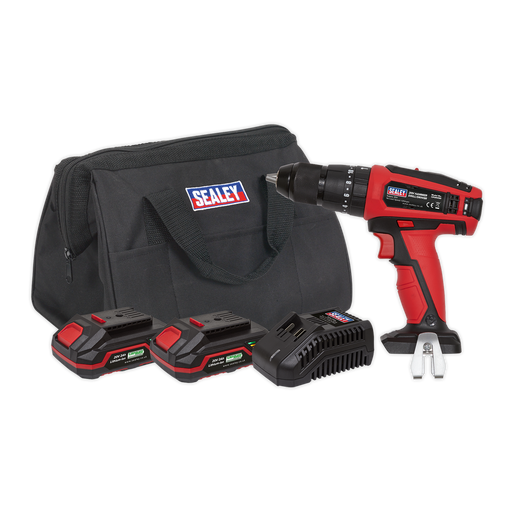 Sealey - CP20VDDKIT Hammer Drill/Driver Kit Ø13mm 20V - 2 Batteries Electric Power Tools Sealey - Sparks Warehouse