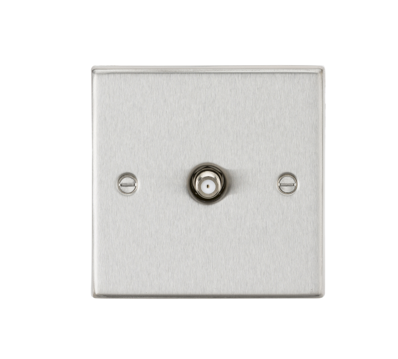 Knightsbridge CS015BC SAT TV Outlet - Square Edge Brushed Chrome TV Outlets Knightsbridge - Sparks Warehouse