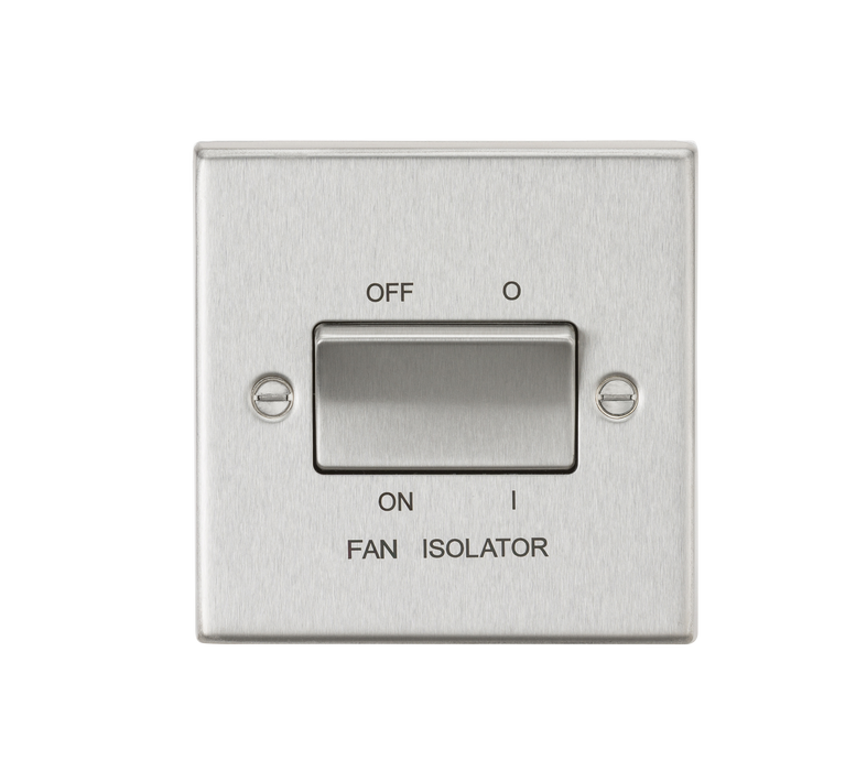 Knightsbridge CS11BC 10AX 3 Pole Fan Isolator Switch - Square Edge Brushed Chrome Fan Isolator Knightsbridge - Sparks Warehouse
