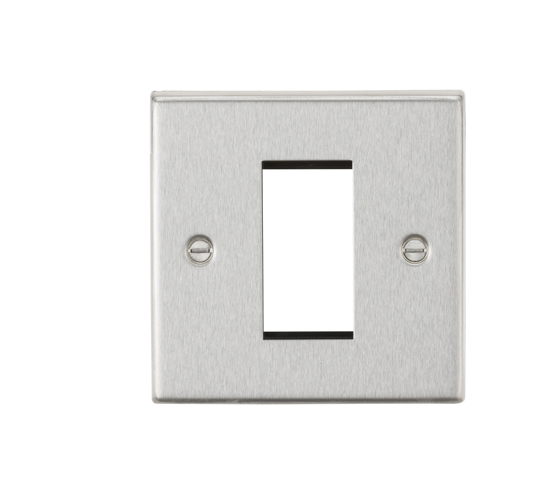 Knightsbridge CS1GBC 1G Modular Faceplate - Square Edge Brushed Chrome Modules Knightsbridge - Sparks Warehouse