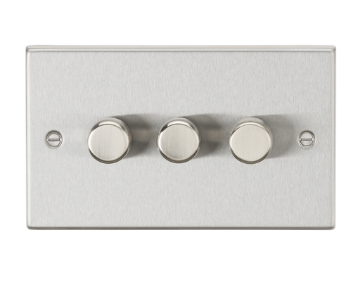Knightsbridge CS2183BC 3G 2 way 10-200W (5-150W LED) trailing edge dimmer - Square Edge Brushed Chrome Dimmer Switch Knightsbridge - Sparks Warehouse