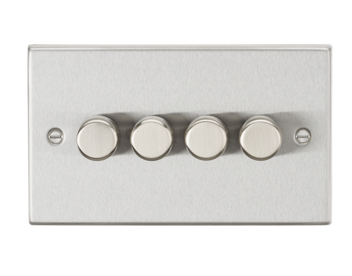 Knightsbridge CS2184BC 4G 2 way 10-200W (5-150W LED) trailing edge dimmer - Square Edge Brushed Chrome Dimmer Switch Knightsbridge - Sparks Warehouse