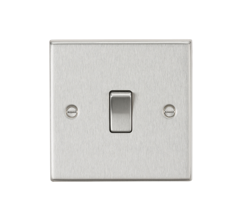 Knightsbridge CS2BC 10AX 1G 2-Way Plate Switch - Square Edge Brushed Chrome light switch Knightsbridge - Sparks Warehouse