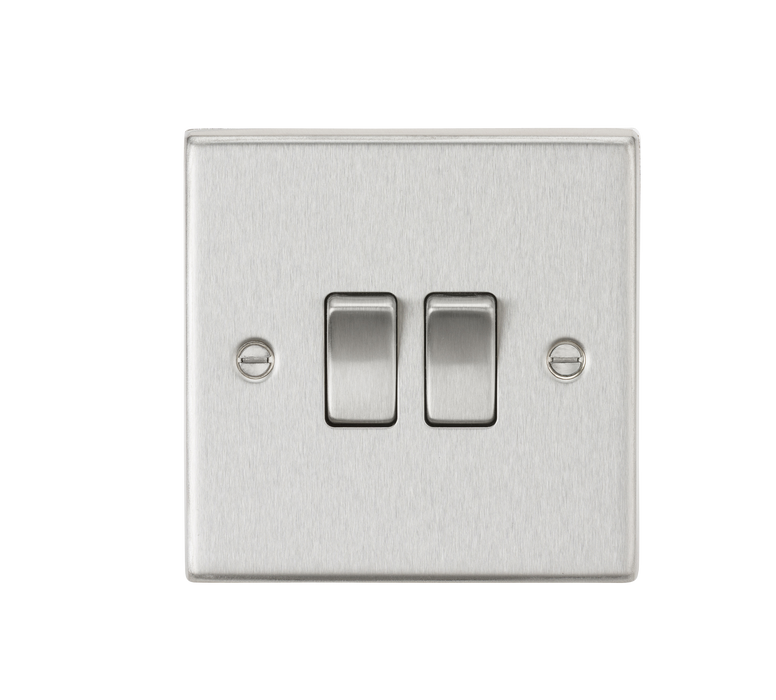 Knightsbridge CS3BC 10AX 2G 2-Way Plate Switch - Square Edge Brushed Chrome light switch Knightsbridge - Sparks Warehouse