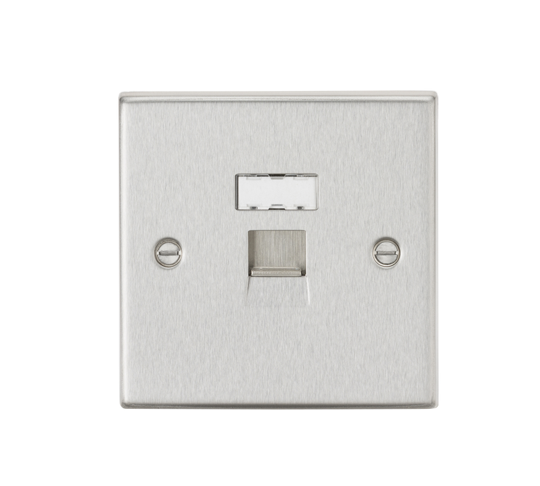 Knightsbridge CS45BC RJ45 Network Outlet - Square Edge Brushed Chrome Data Socket Knightsbridge - Sparks Warehouse