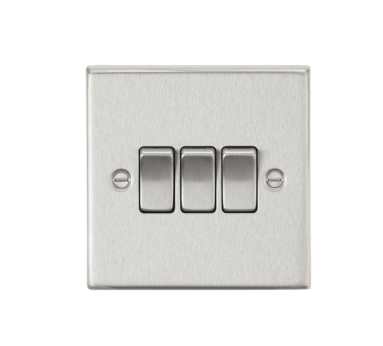 Knightsbridge CS4BC 10AX 3G 2 Way Plate Switch - Square Edge Brushed Chrome light switch Knightsbridge - Sparks Warehouse