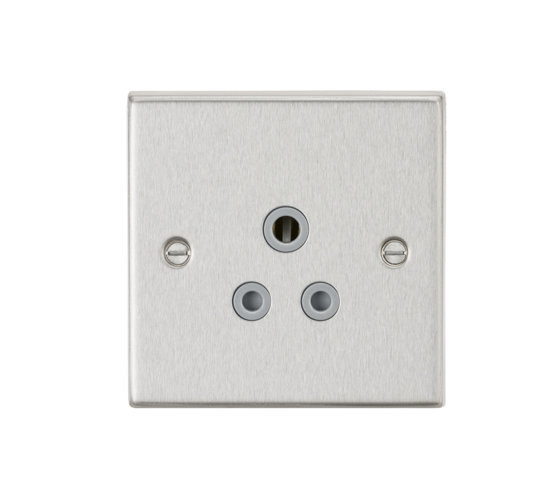 Knightsbridge CS5ABCG 5A Unswitched Socket - Square Edge Brushed Chrome Finish with Grey Insert Round Pin Socket Knightsbridge - Sparks Warehouse