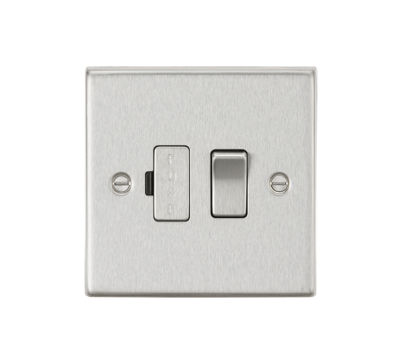 Knightsbridge CS63BC 13A Switched Fused Spur Unit - Square Edge Brushed Chrome Fuse Unit Knightsbridge - Sparks Warehouse