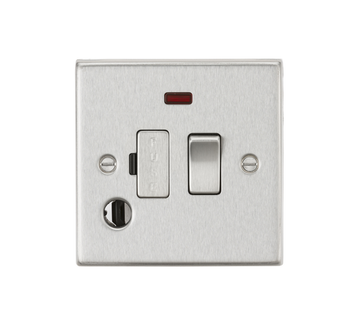 Knightsbridge CS63FBC 13A Switched Fused Spur Unit with Neon & Flex Outlet - Square Edge Brushed Chrome Fuse Unit Knightsbridge - Sparks Warehouse