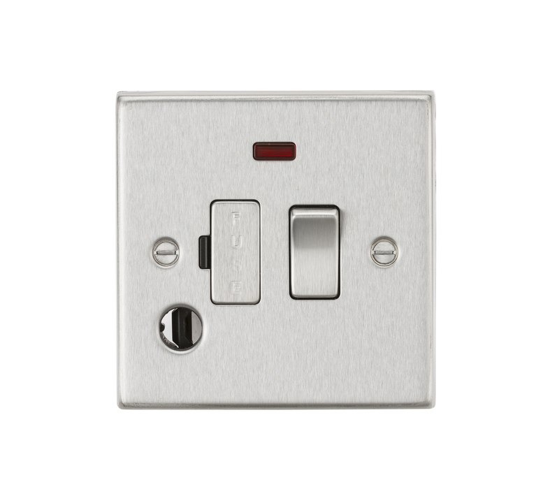 Knightsbridge CS63FBC 13A Switched Fused Spur Unit with Neon & Flex Outlet - Square Edge Brushed Chrome Fuse Unit Knightsbridge - Sparks Warehouse