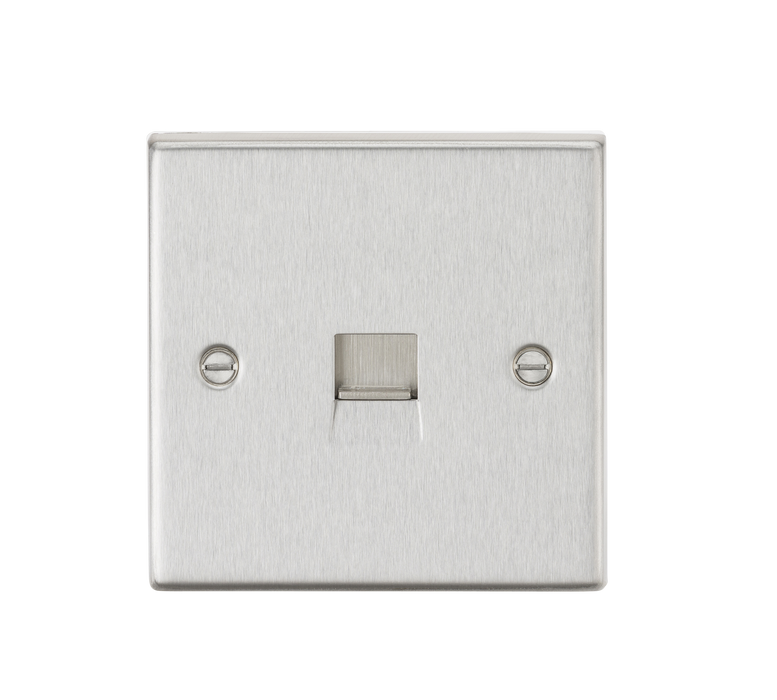 Knightsbridge CS74BC Telephone Extension Outlet - Square Edge Brushed Chrome Telephone Socket Knightsbridge - Sparks Warehouse