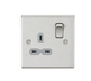 Knightsbridge CS7BCG 13A 1G DP Switched Socket with Grey Insert - Square Edge Brushed Chrome Double Pole Socket Knightsbridge - Sparks Warehouse