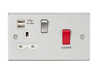 Knightsbridge CS8333UBCW 45A DP Switch & 13A Switched Socket with Dual USB Charger 2.4A - Brushed Chrome with white insert Cooker Control Unit Knightsbridge - Sparks Warehouse