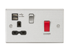 Knightsbridge CS8333UBC 45A DP Switch & 13A Switched Socket with Dual USB Charger 2.4A - Brushed Chrome with black insert Cooker Control Unit Knightsbridge - Sparks Warehouse