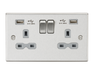 Knightsbridge CS9224BCG 13A 2G Switched Socket Dual USB Charger (2.4A) with Grey Insert - Square Edge Brushed Chrome Socket - With USB Knightsbridge - Sparks Warehouse
