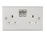 Knightsbridge CS9BCW 13A 2G DP Switched Socket with White Insert - Square Edge Brushed Chrome Double Pole Socket Knightsbridge - Sparks Warehouse