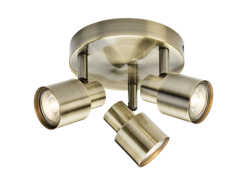 Knightsbridge CSP2AB 230V GU10 Triple Spotlight - Antique Brass ML Knightsbridge - Sparks Warehouse