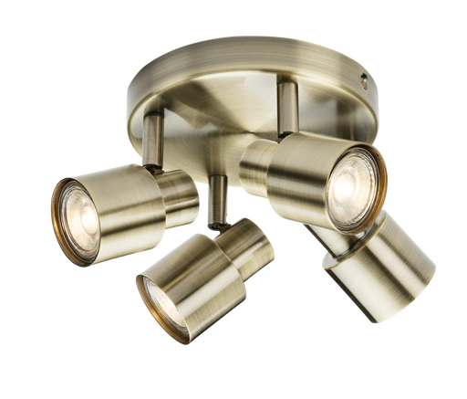 Knightsbridge CSP3AB 230V GU10 Quad Spotlight - Antique Brass ML Knightsbridge - Sparks Warehouse