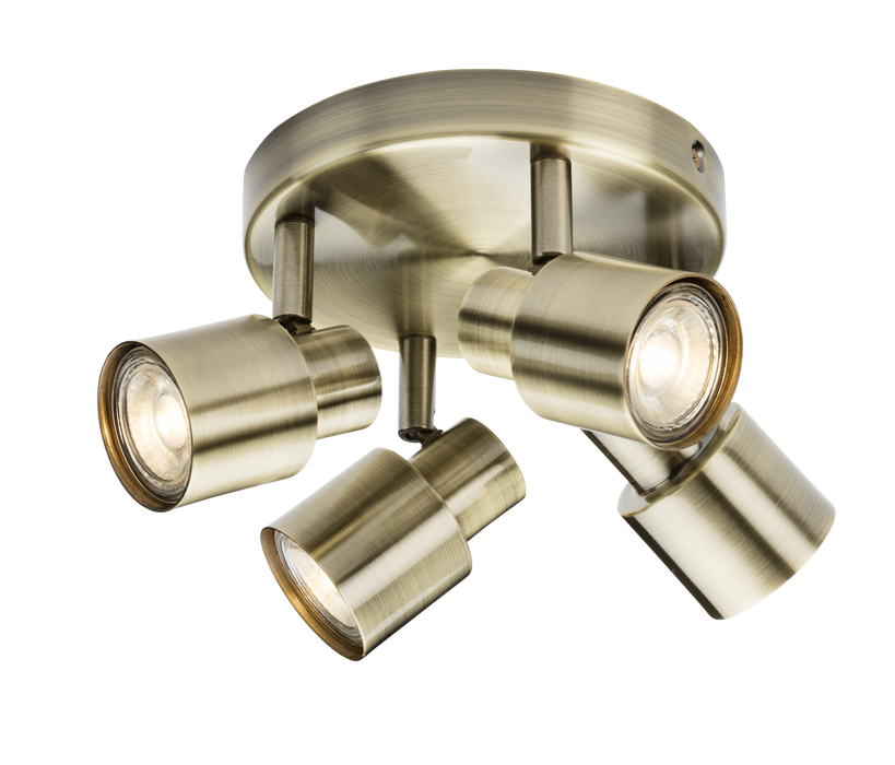 Knightsbridge CSP3AB 230V GU10 Quad Spotlight - Antique Brass ML Knightsbridge - Sparks Warehouse