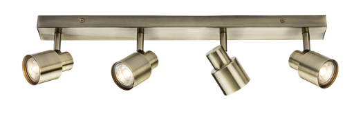 Knightsbridge CSP4AB 230V GU10 Quad Bar Spotlight - Antique Brass ML Knightsbridge - Sparks Warehouse