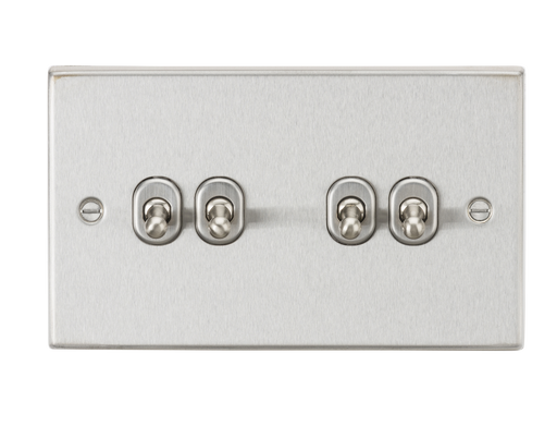 Knightsbridge CSTOG4BC 10AX 4G 2-Way Toggle Switch - Square Edge Brushed Chrome Finish Toggle Switch Knightsbridge - Sparks Warehouse