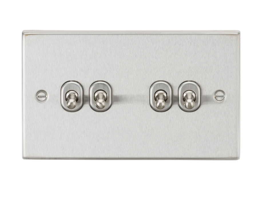 Knightsbridge CSTOG4BC 10AX 4G 2-Way Toggle Switch - Square Edge Brushed Chrome Finish Toggle Switch Knightsbridge - Sparks Warehouse