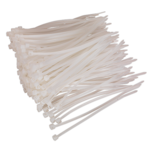 Sealey - CT10025P200W Cable Tie 100 x 2.5mm White Pack of 200 Consumables Sealey - Sparks Warehouse