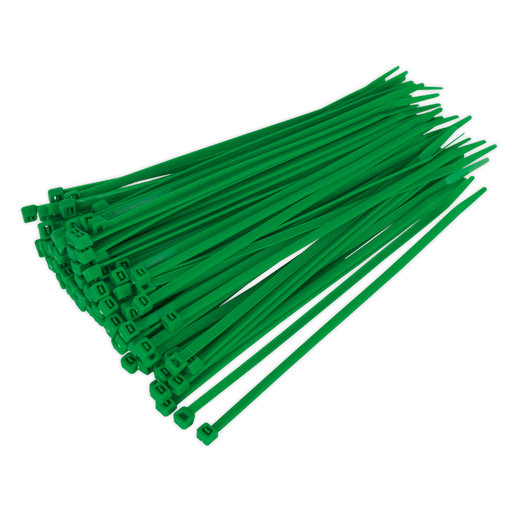 Sealey - CT20048P100G Cable Tie 200 x 4.8mm Green Pack of 100 Consumables Sealey - Sparks Warehouse