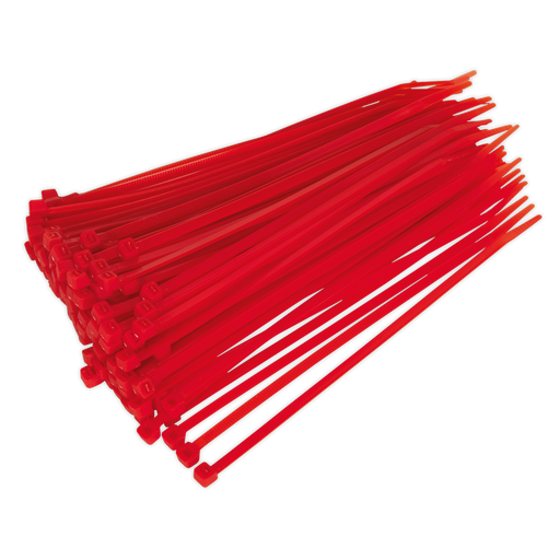 Sealey - CT20048P100R Cable Tie 200 x 4.8mm Red Pack of 100 Consumables Sealey - Sparks Warehouse