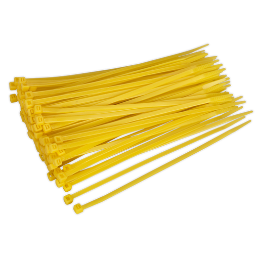 Sealey - CT20048P100Y Cable Tie 200 x 4.8mm Yellow Pack of 100 Consumables Sealey - Sparks Warehouse