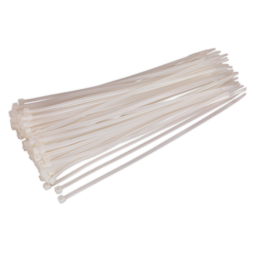 Sealey - CT30048P100W Cable Tie 300 x 4.8mm White Pack of 100 Consumables Sealey - Sparks Warehouse