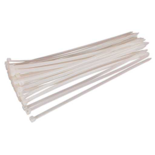 Sealey - CT35076P50W Cable Tie 350 x 7.6mm White Pack of 50 Consumables Sealey - Sparks Warehouse