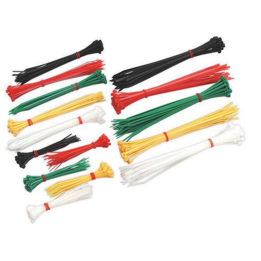 Sealey - CT375 Cable Tie Assortment Pack of 375 Consumables Sealey - Sparks Warehouse