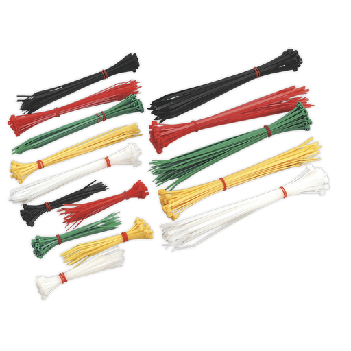 Sealey - CT375 Cable Tie Assortment Pack of 375 Consumables Sealey - Sparks Warehouse