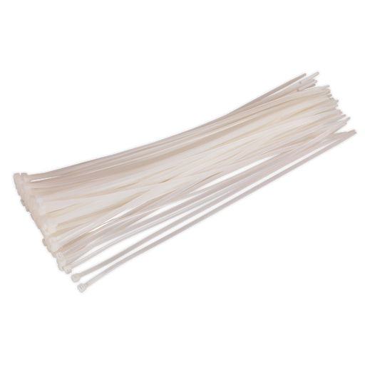 Sealey - CT38048P100W Cable Tie 380 x 4.8mm White Pack of 100 Consumables Sealey - Sparks Warehouse