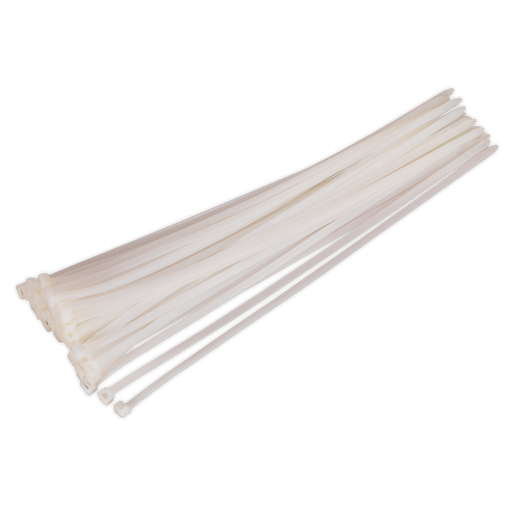Sealey - CT45076P50W Cable Tie 450 x 7.6mm White Pack of 50 Consumables Sealey - Sparks Warehouse