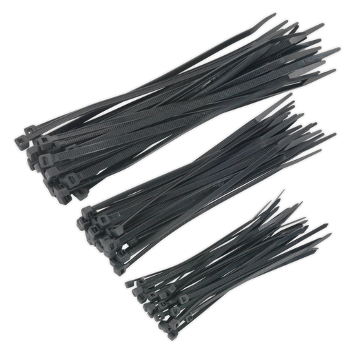 Sealey - CT75B Cable Tie Assortment Black Pack of 75 Consumables Sealey - Sparks Warehouse