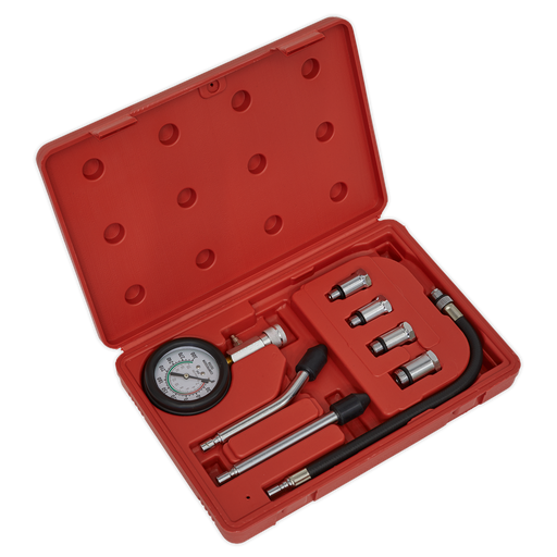 Sealey - CT955 Petrol Engine Compression Test Kit 8pc Vehicle Service Tools Sealey - Sparks Warehouse