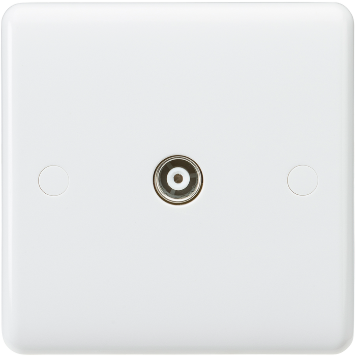 Knightsbridge CU0100 White Curved edge coax TV outlet (non-isolated) Light Switches Knightsbridge - Sparks Warehouse