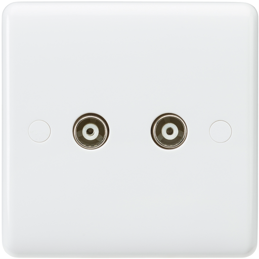 Knightsbridge CU0110 White Curved edge twin coax TV outlet (non-isolated) Light Switches Knightsbridge - Sparks Warehouse