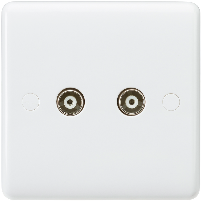 Knightsbridge CU0110 White Curved edge twin coax TV outlet (non-isolated) Light Switches Knightsbridge - Sparks Warehouse