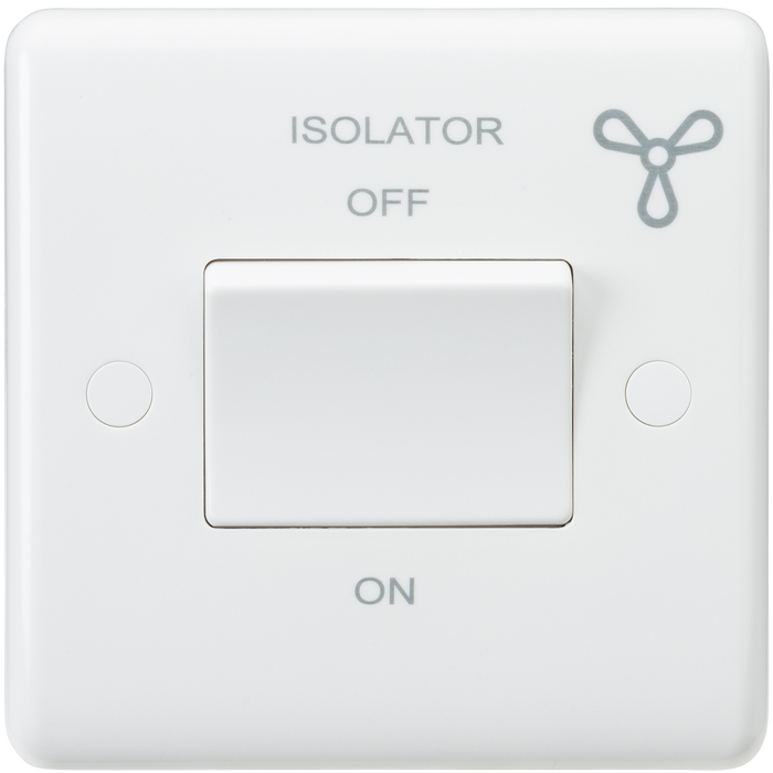 Knightsbridge CU1100 White Curved edge 10A 3 pole fan isolator switch Light Switches Knightsbridge - Sparks Warehouse