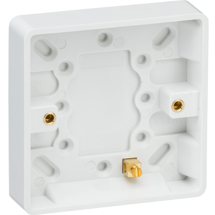 Knightsbridge CU1300 White Curved edge single 16mm pattress box with earth terminal Light Switches Knightsbridge - Sparks Warehouse